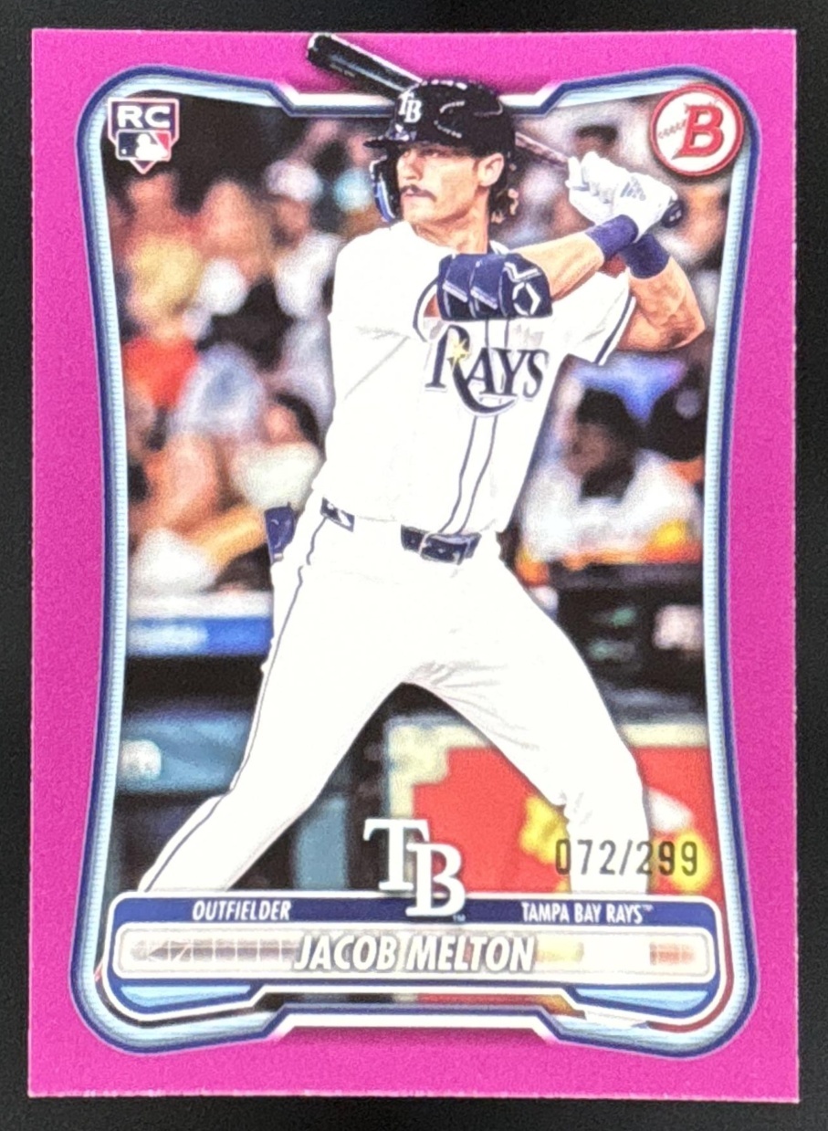 Card image for Jacob Melton 2026 Bowman Fuchsia Border /299 Tampa Bay Rays