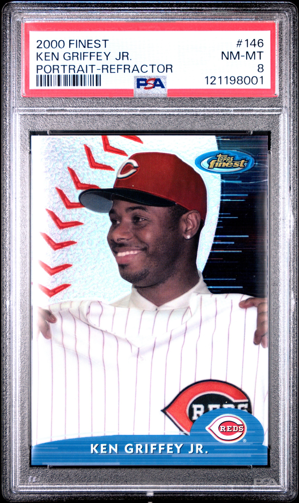 2000 Topps Finest Ken Griffey Jr. Refractor #146a VAR Reds PSA 8