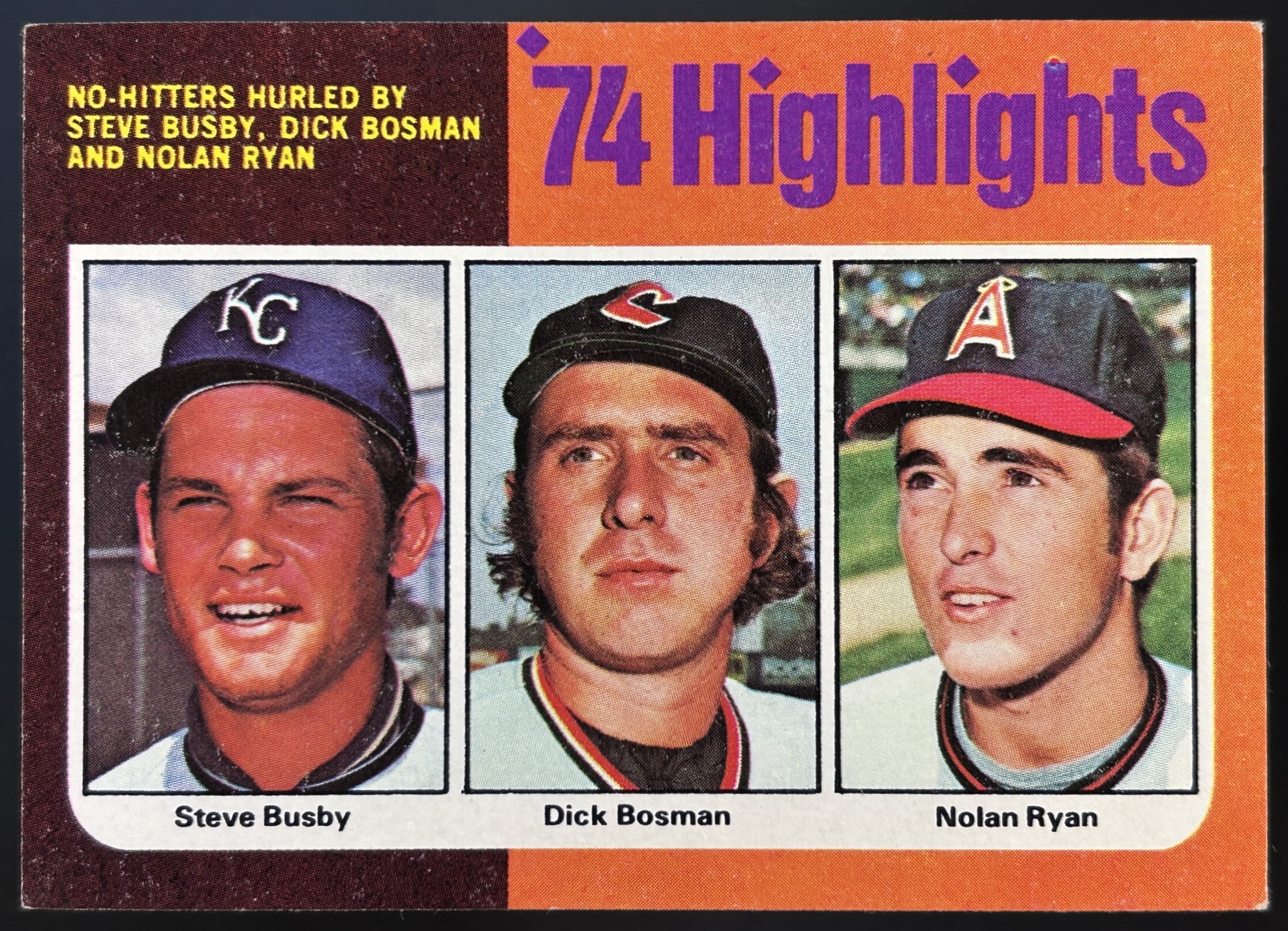 Card image for 1975 TOPPS STEVE BUSBY DICK BOSMAN NOLAN RYAN #7 KANSAS CITY ROYALS