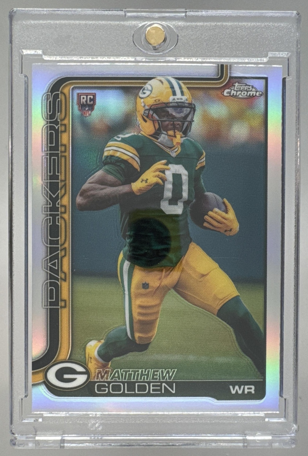 Card image for 2025 Topps Chrome Matthew Golden Rookie Refractor #333 RC Packers