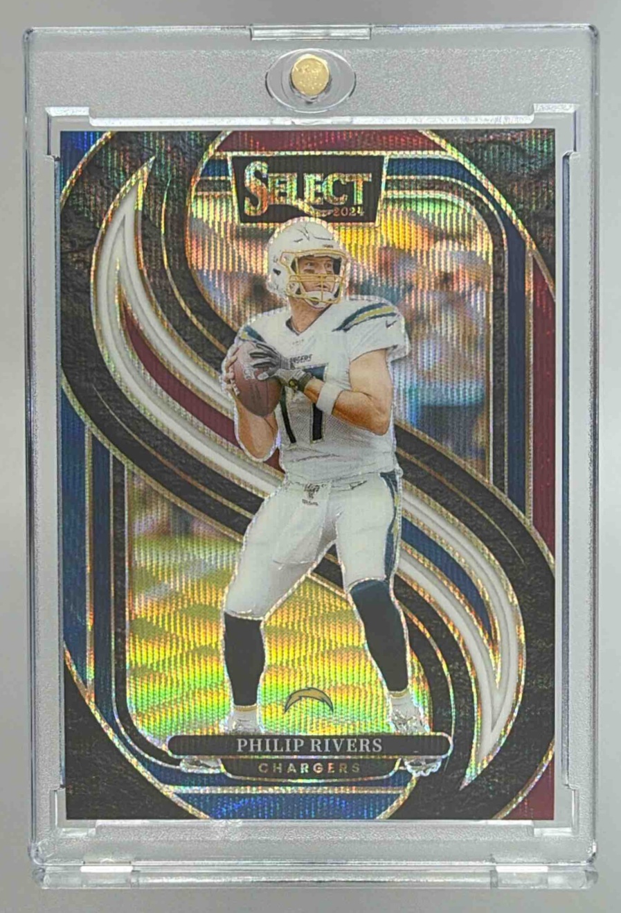 Card image for 2024 Panini Select Philip Rivers Premier Tri-Color Prizm /249 #187 Chargers