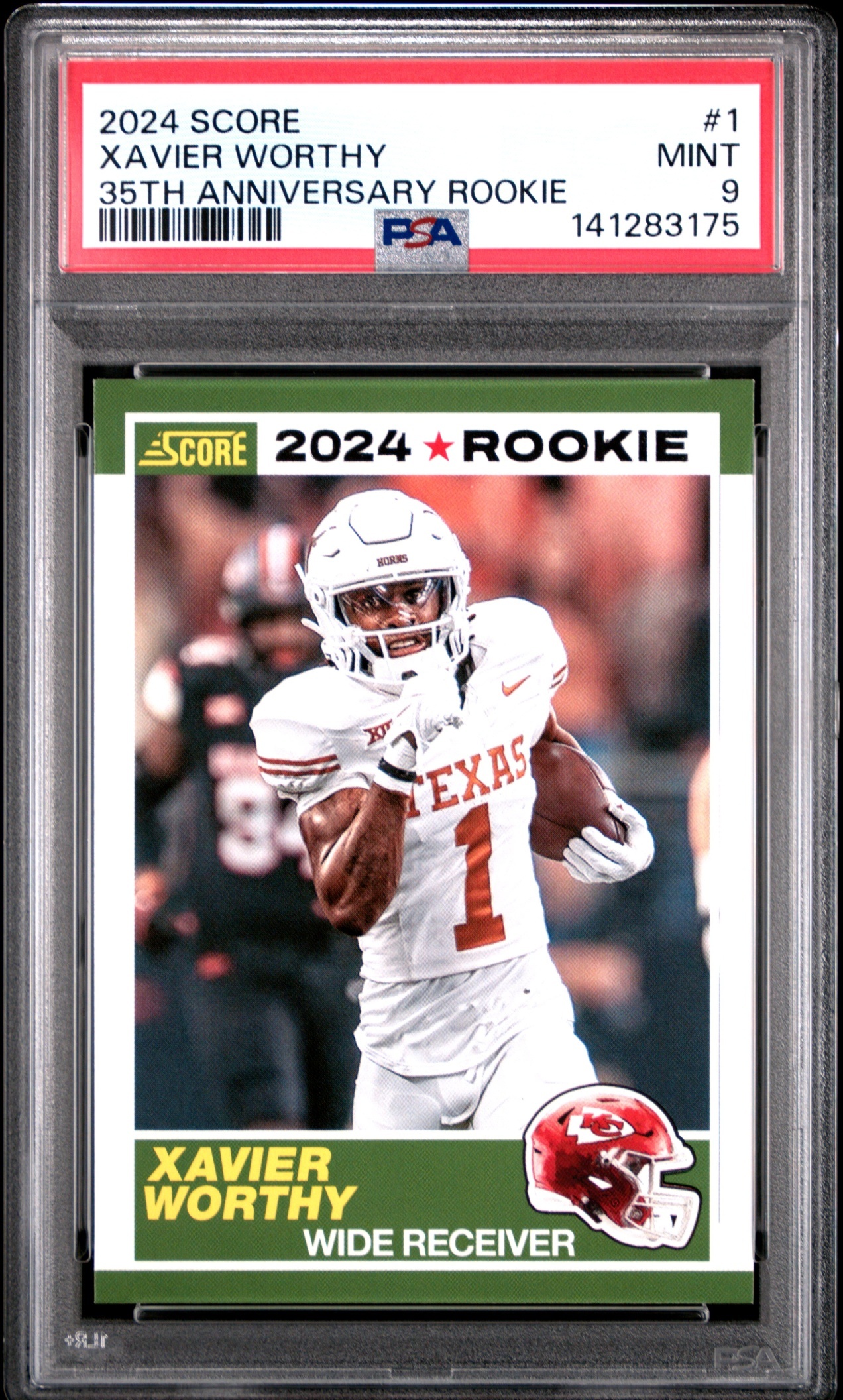 Card image for 2024 Panini Score Xavier Worthy 35th Anniversary Rookies #1 RC Chiefs