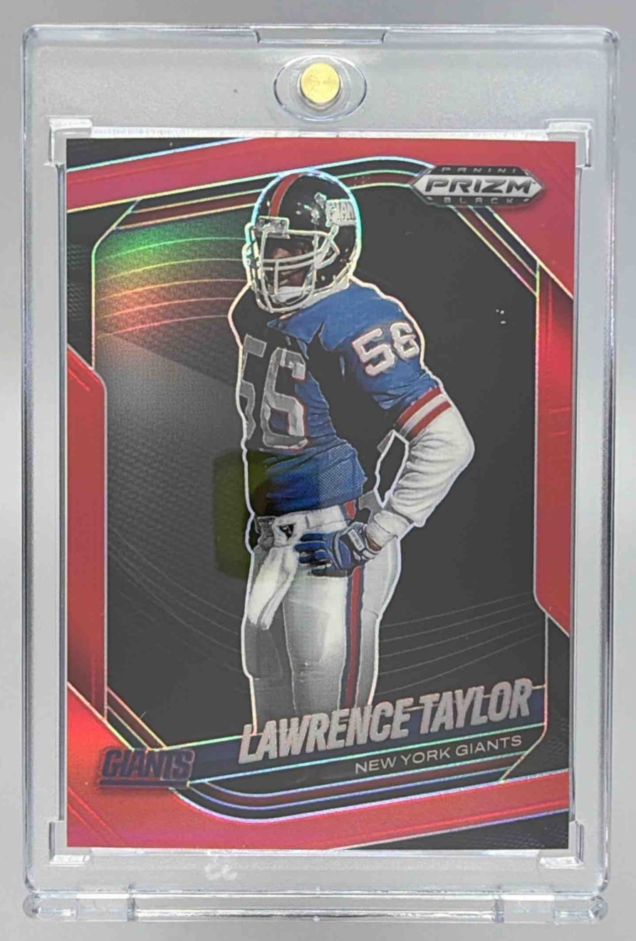 Card image for 2025 Panini Football Prizm Black Lawrence Taylor Red /299 #100 New York Giants