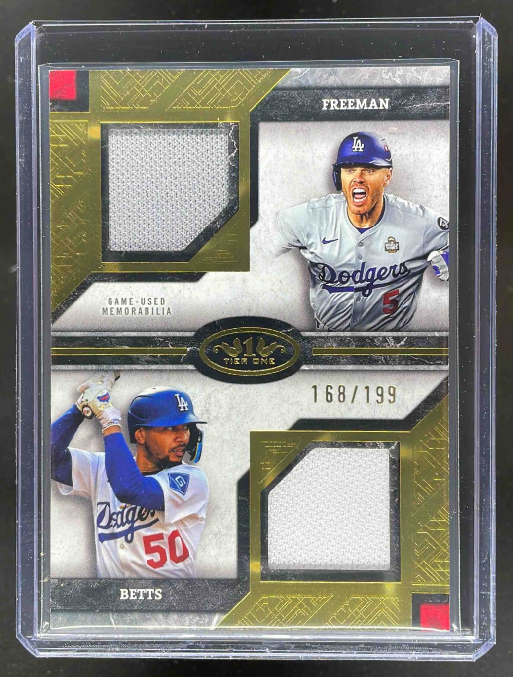 Card image for 2025 Topps Tier One Freddie Freeman Mookie Betts Dual Player Relics /199 #DPR-FB