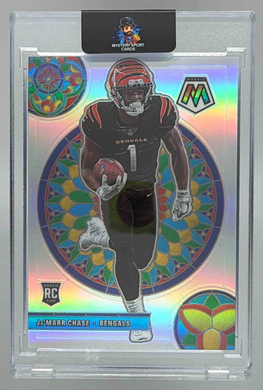 Card image for 2021 Panini Mosaic Ja'Marr Chase Glass Mosaic #GM-26 RC Bengals