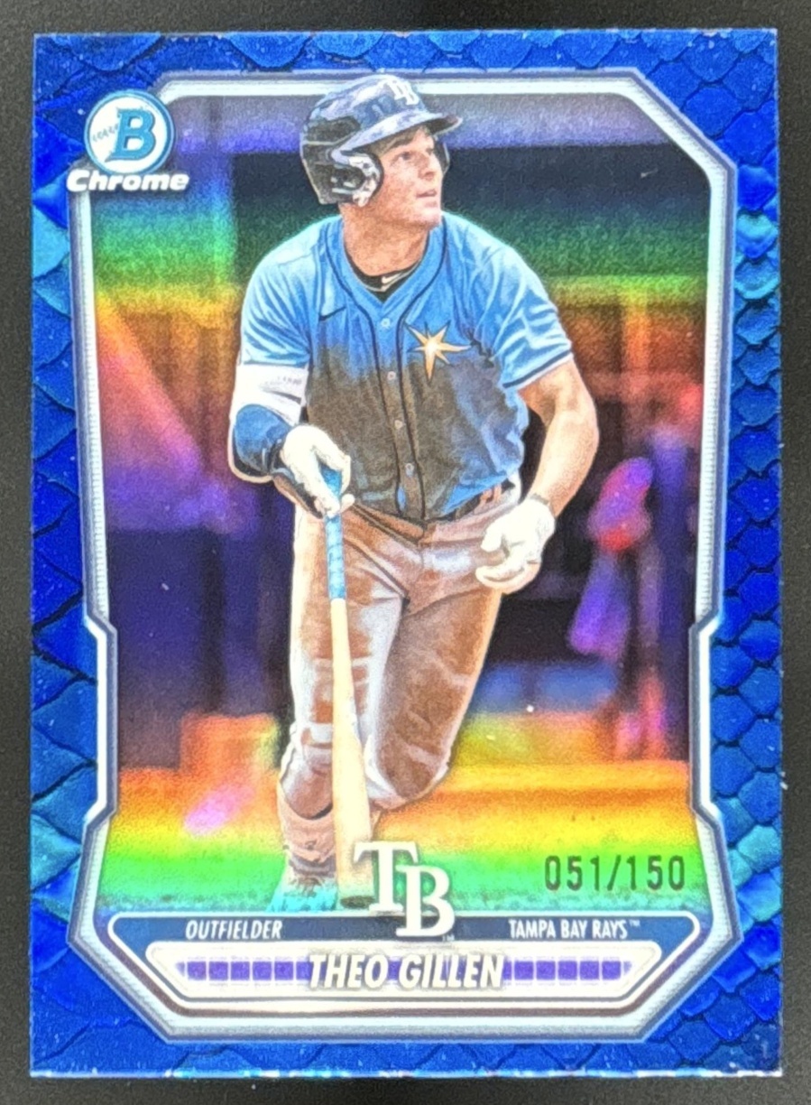 Card image for 2026 Bowman Theo Gillen Chrome Prospects Reptilian Blue Refractor /150
