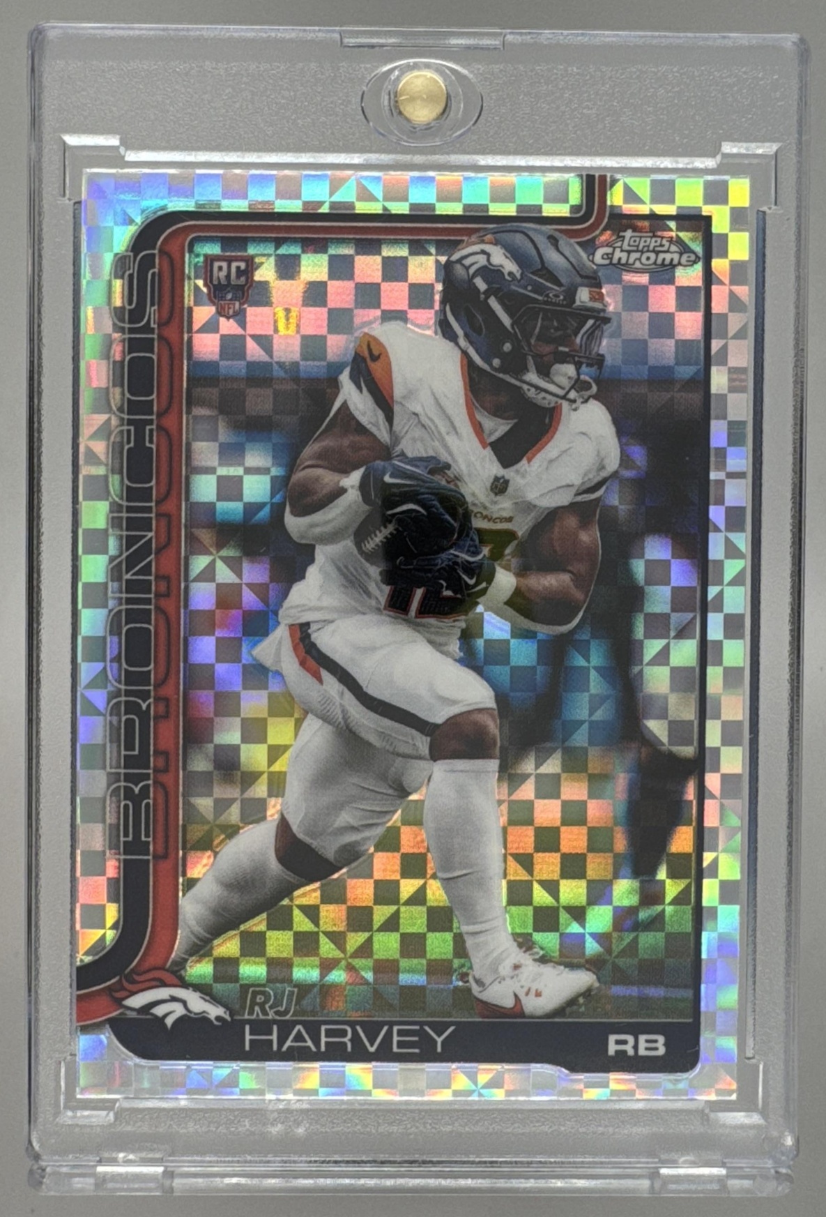 Card image for 2025 Topps Football Chrome RJ Harvey Rookie #330 RC Denver Broncos