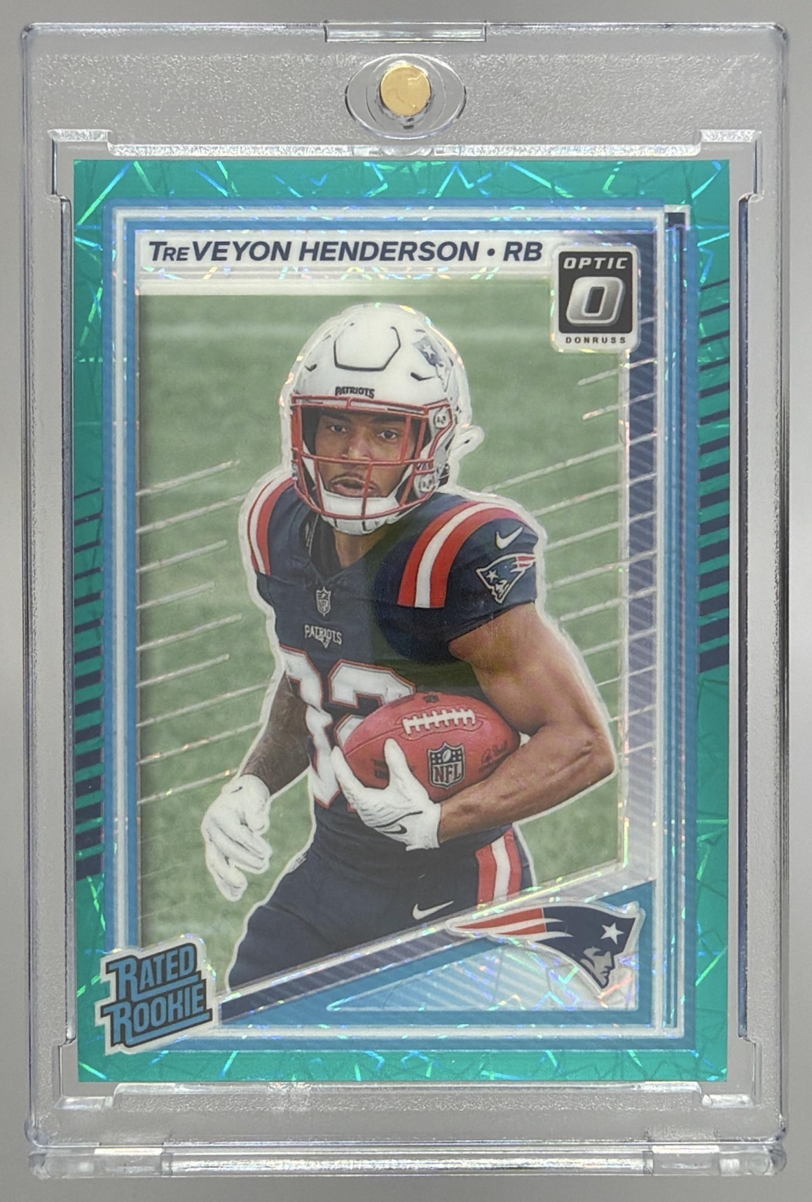 Card image for 2025 Panini Donruss Optic TreVeyon Henderson Rated Rookie #248 Patriots