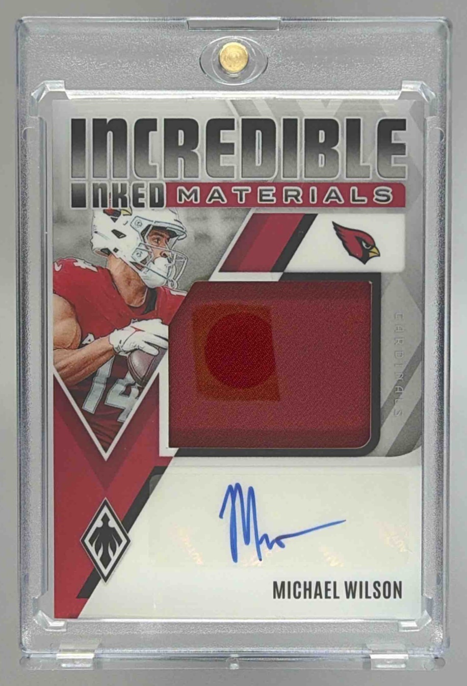 Card image for 2024 Panini Phoenix Michael Wilson Incredible Inked Materials /49 #IIM-MWN MEM Auto Cardinals