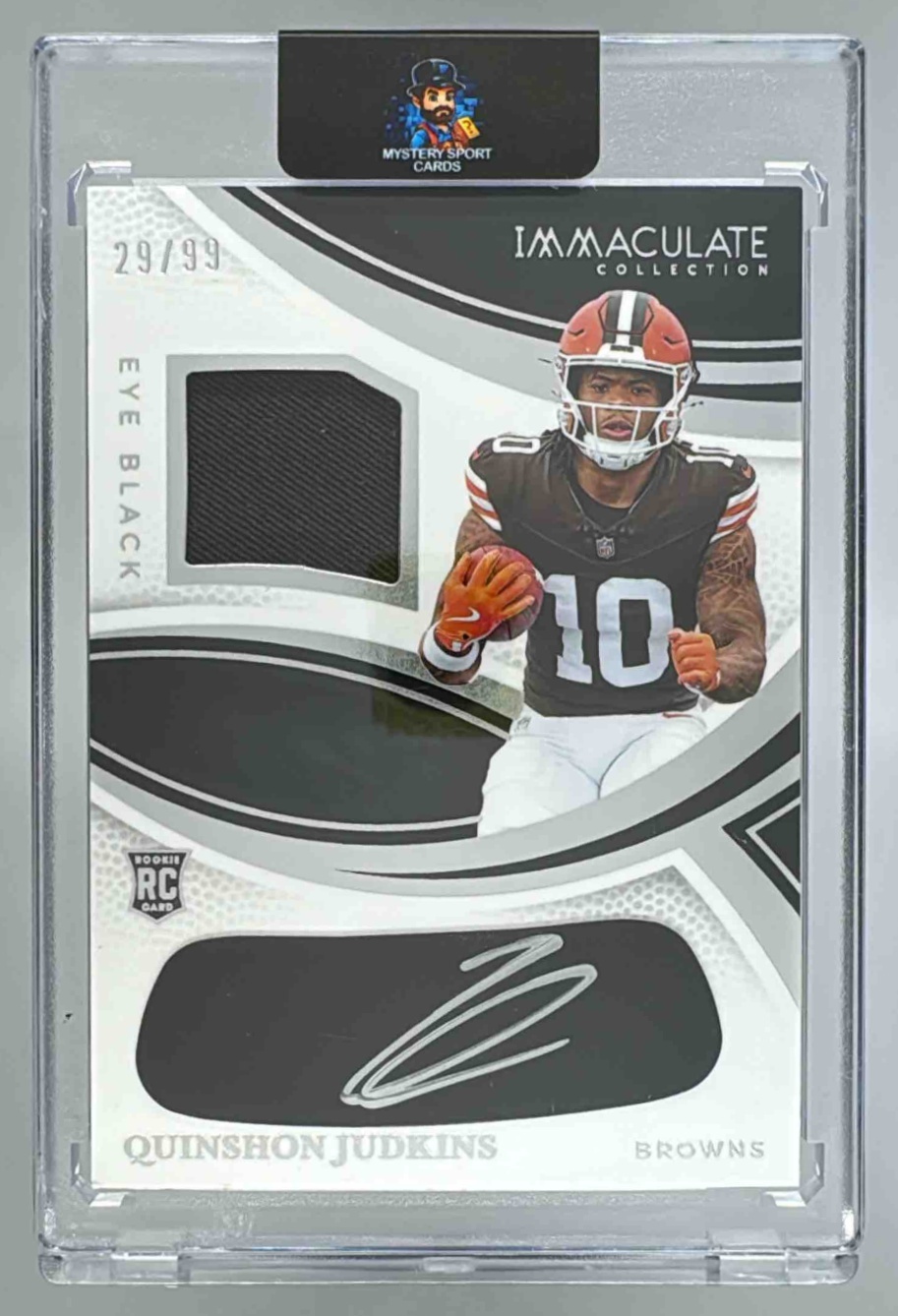 Card image for 2025 Panini Immaculate Collection Quinshon Judkins Rookie Patch Auto /99 #118 MEM RC Browns
