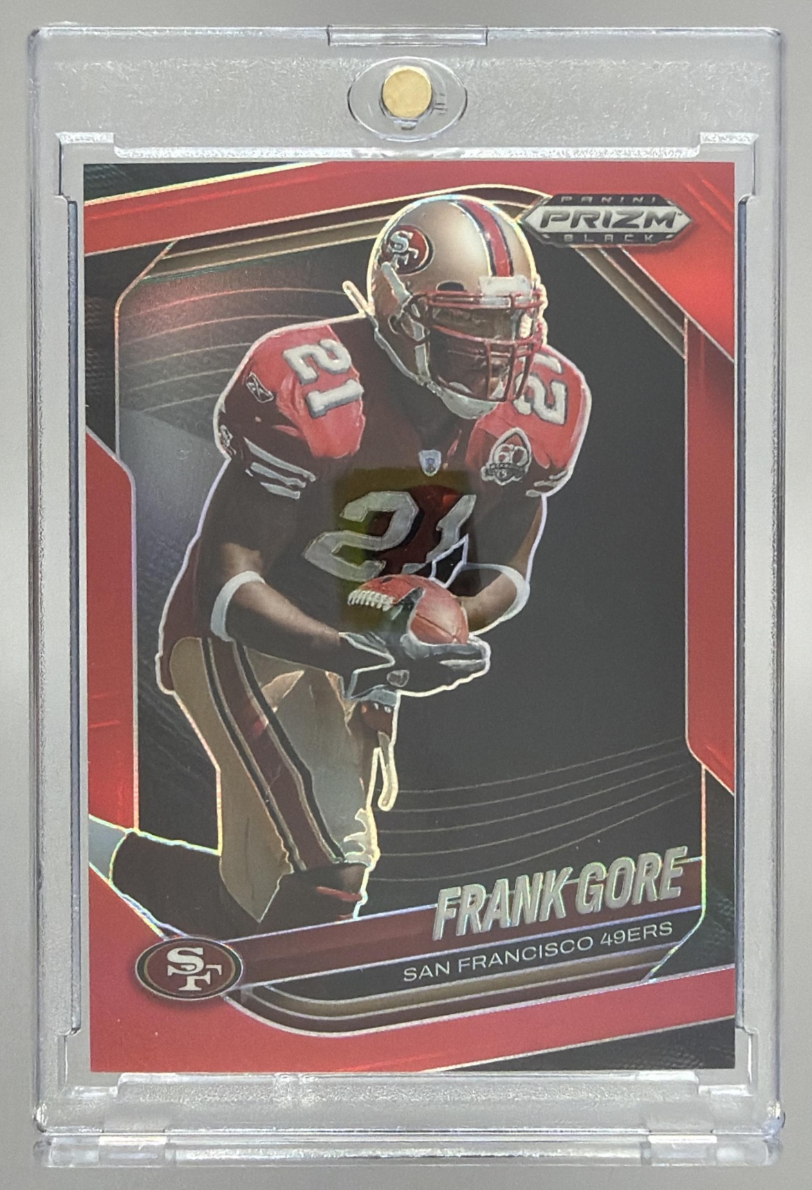 Card image for 2025 Panini Football Prizm Black Frank Gore Red /299 #134 San Francisco 49ers