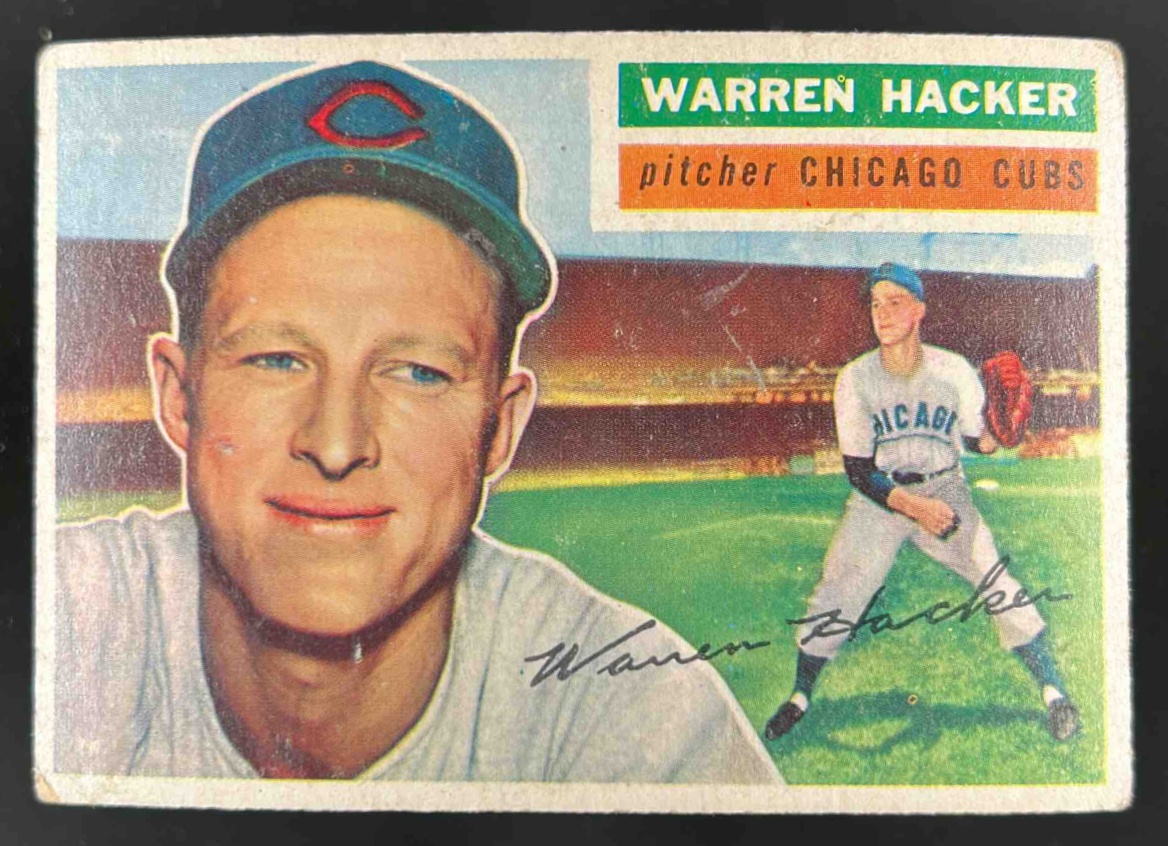 Card image for 1956 TOPPS BASEBALL WARREN HACKER #282 CHICAGO CUBS