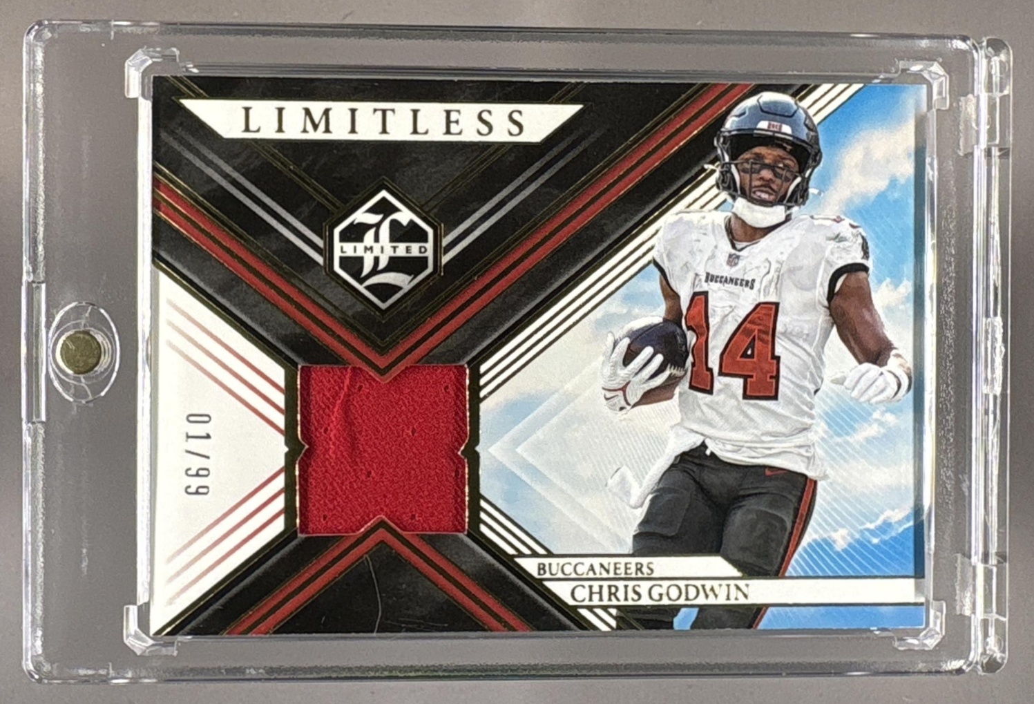 2022 PANINI LIMITED CHRIS GODWIN #LM-CGO LIMITLESS MATERIALS 1/99 PATCH