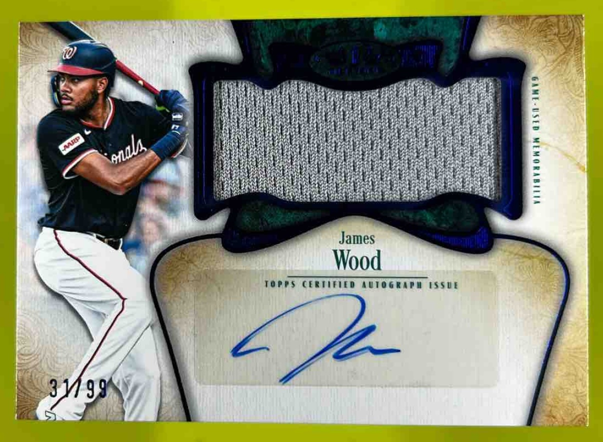 Card image for James Wood 2026 Topps Tier One 2 Auto Blue Foil /99
