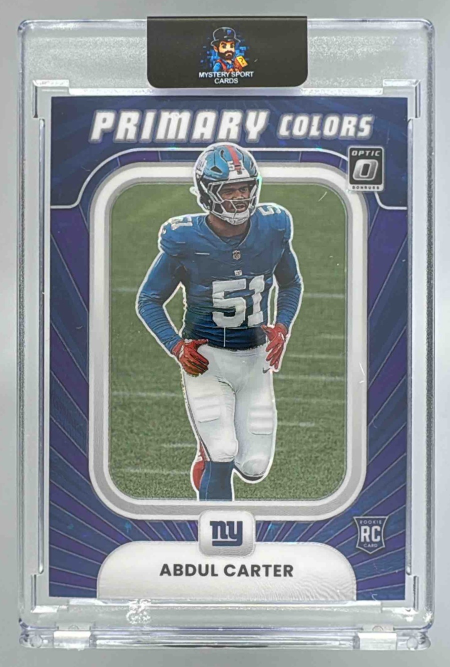 Card image for 2025 Panini Donruss Optic Abdul Carter Hidden Potential Purple Stars Prizm /25 #17 RC Giants