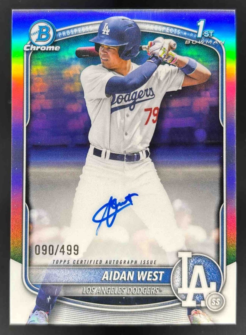 Card image for 2025 Bowman Draft Aidan West Chrome Auto Refractor /499 1st Prospect