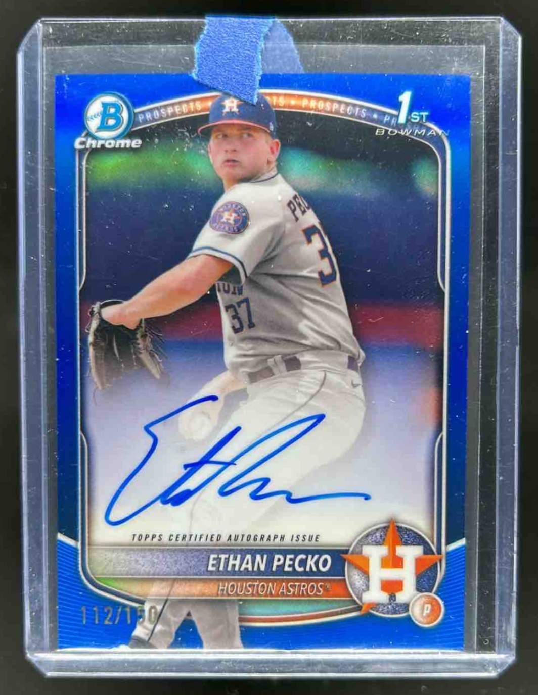 Ethan Pecko 2025 Bowman Chrome Prospect Auto Blue Refractor /150
