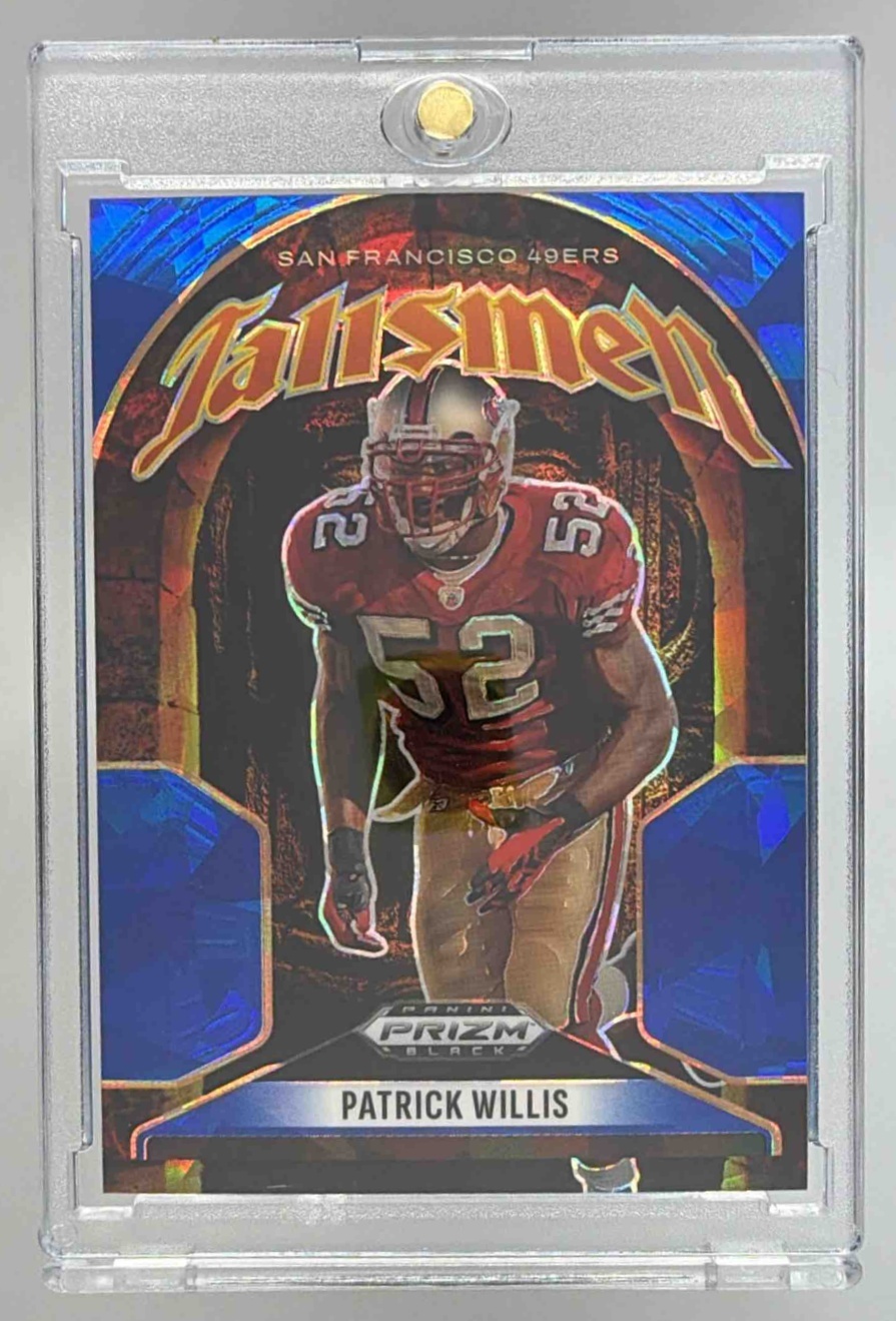 Card image for 2025 Panini Prizm Black Patrick Willis Talismen Blue Ice /125 #13 49ers