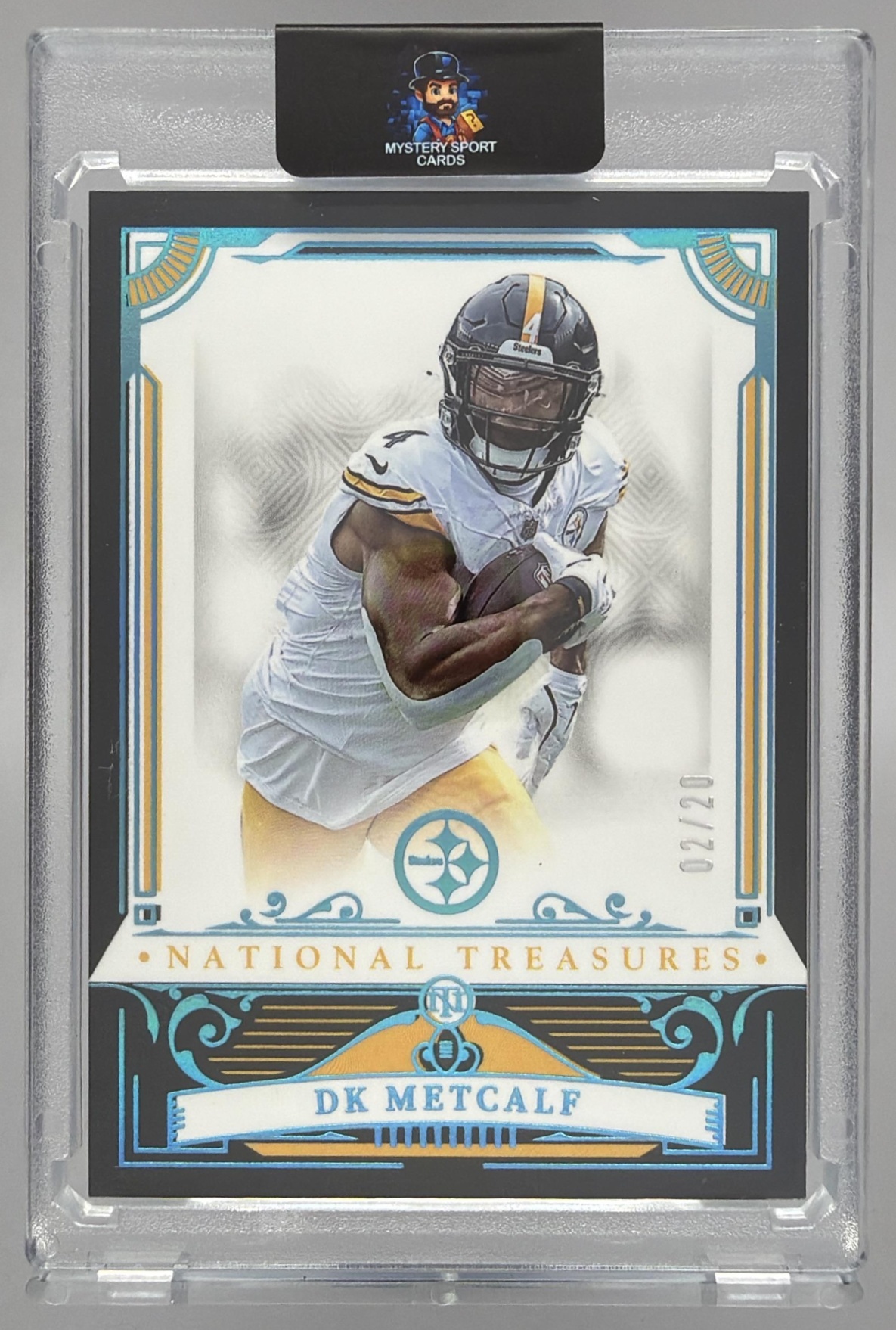 Card image for 2025 Panini National Treasures DK Metcalf Midnight /20 #84 Steelers