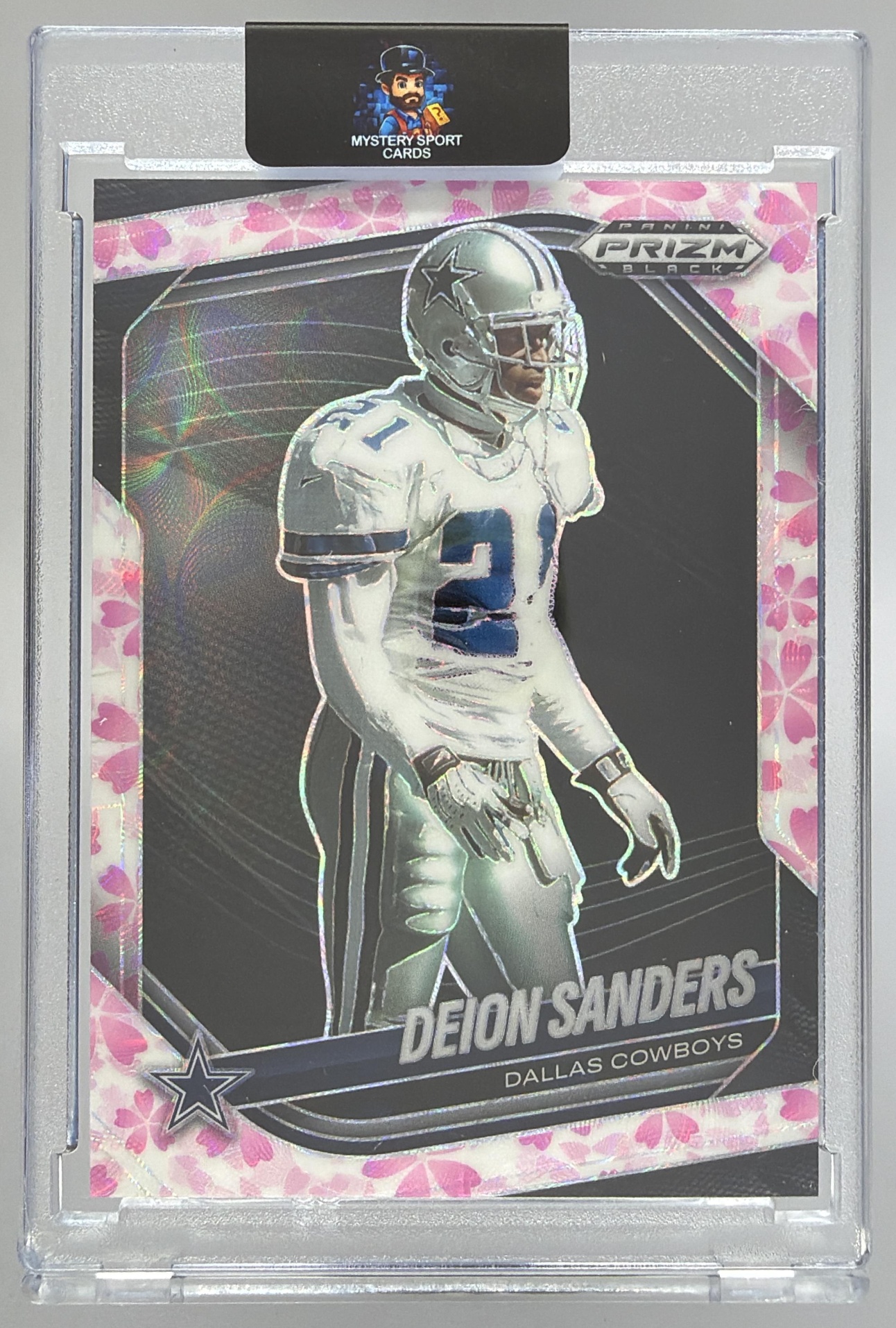 Card image for 2025 Panini Prizm Black Deion Sanders Cherry Blossom /20 #37 Cowboys