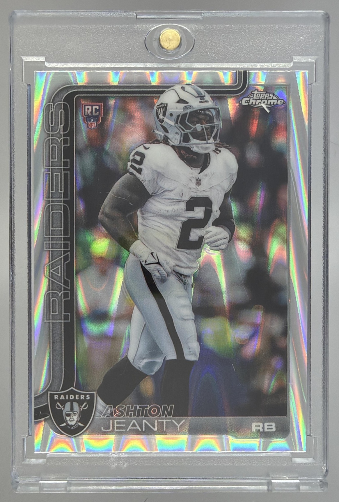 Card image for 2025 Topps Football Chrome Ashton Jeanty Rookie #322 RC Las Vegas Raiders