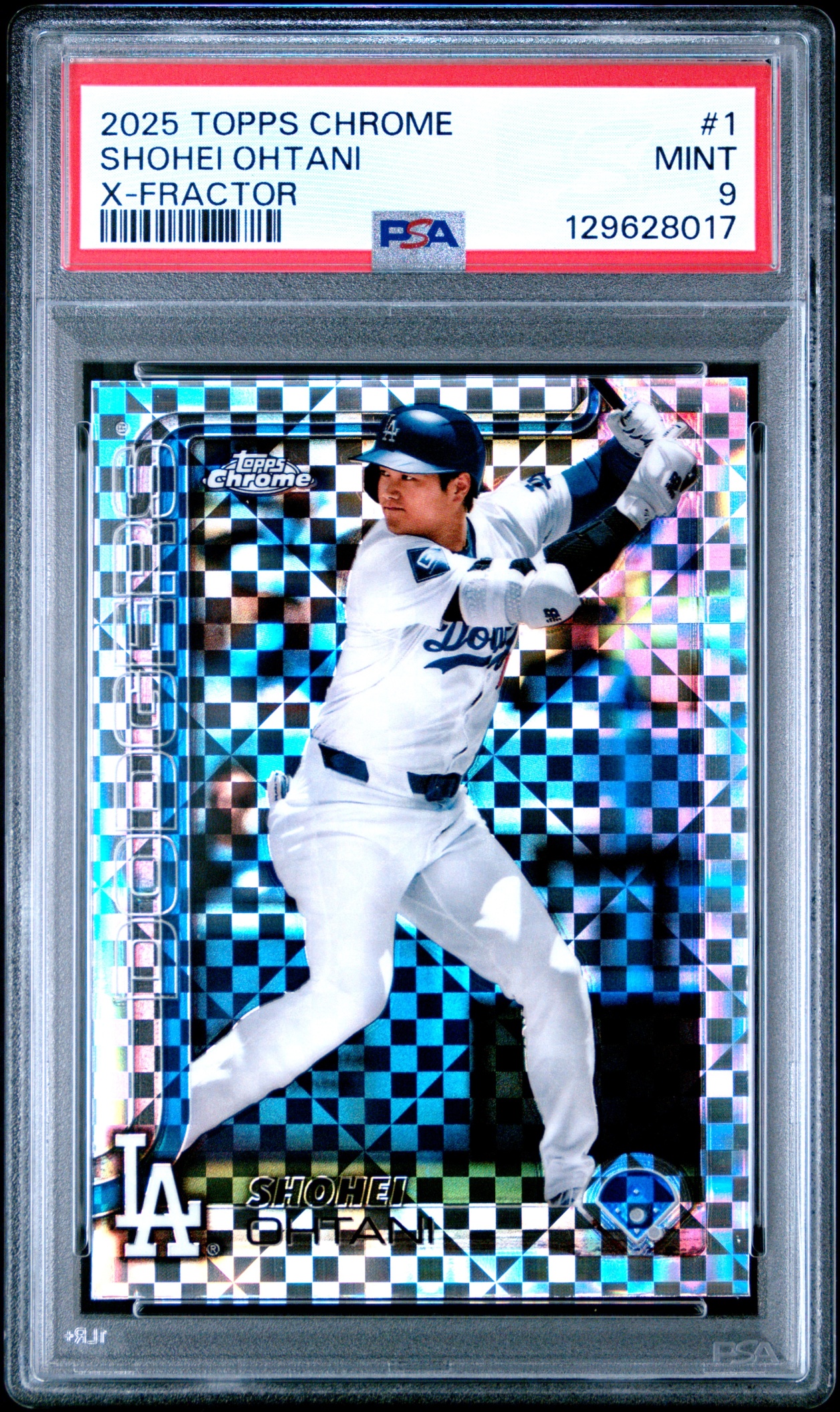 2025 Topps Baseball Chrome Shohei Ohtani X-Fractor #1 Los Angeles Dodgers PSA 9