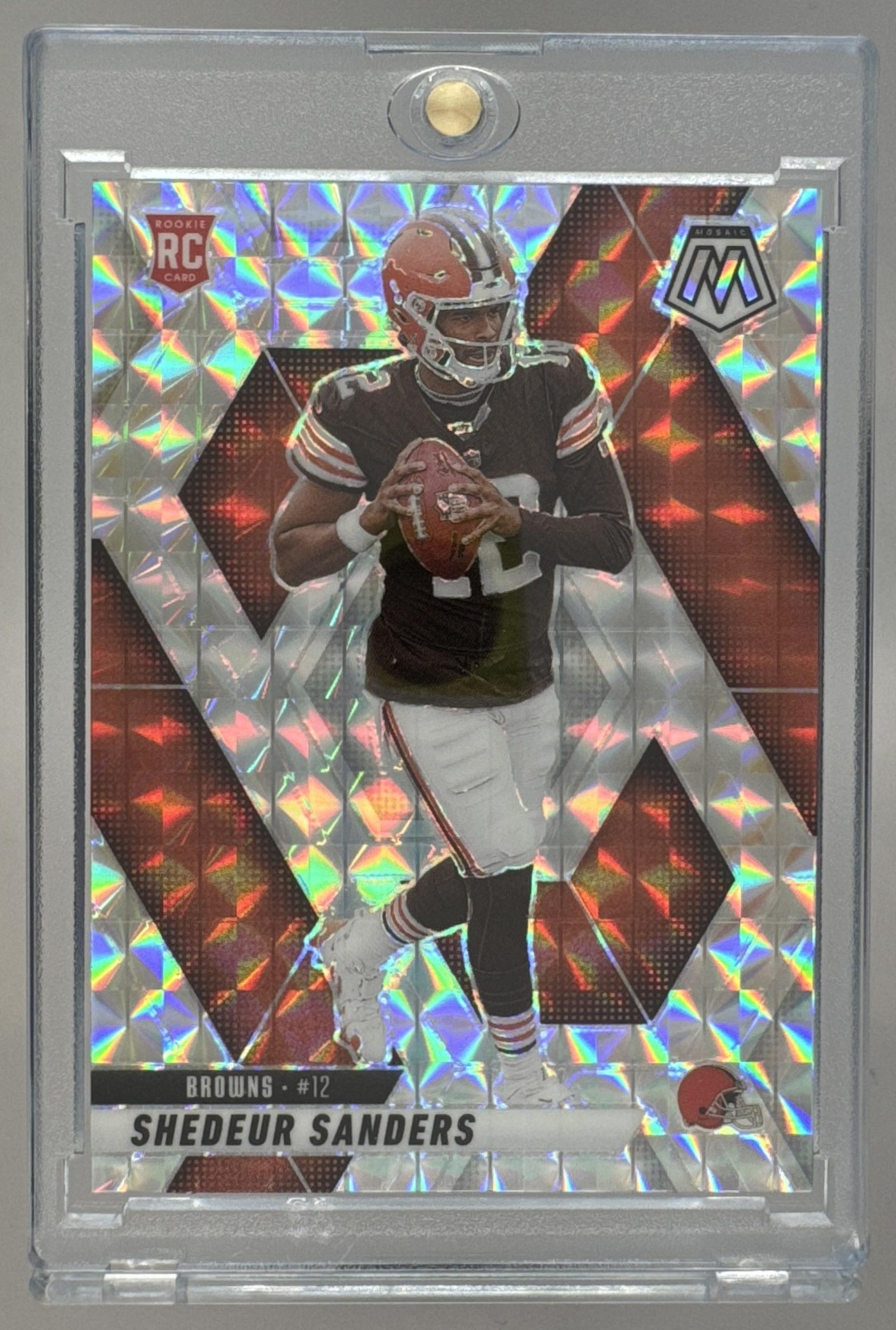 Card image for 2025 Panini Mosaic Shedeur Sanders Rookies Mosaic Prizm #302 RC Browns