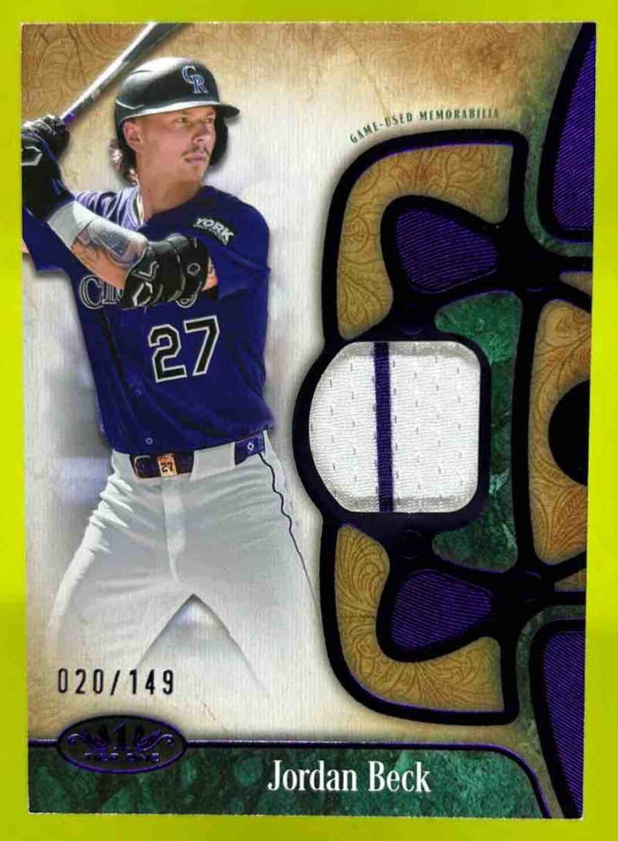 Card image for Jordan Beck 2026 Topps Tier One Relic Purple Foil /149