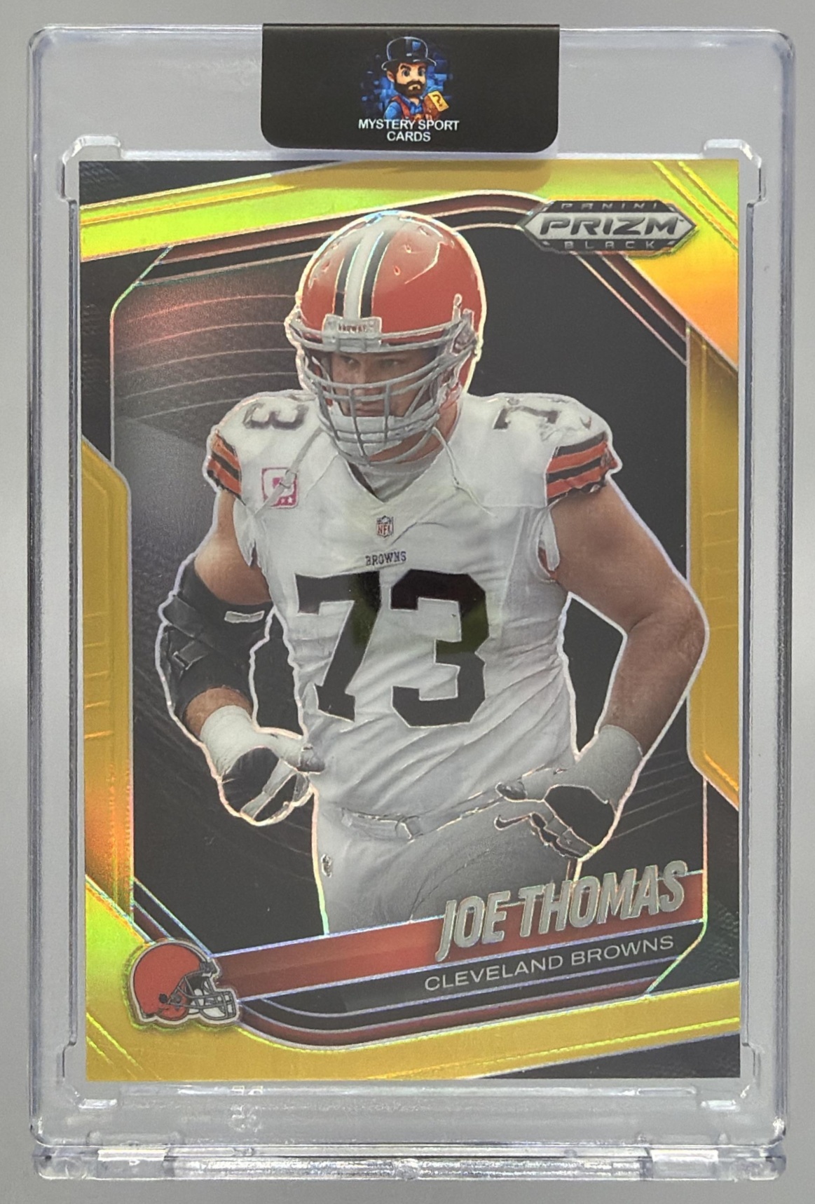 Card image for 2025 Panini Football Prizm Black Joe Thomas Gold /10 #29 Cleveland Browns