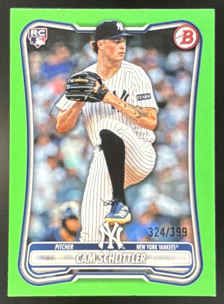 Card image for Cam Schlittler 2026 Bowman Neon Green Border /399 New York Yankees