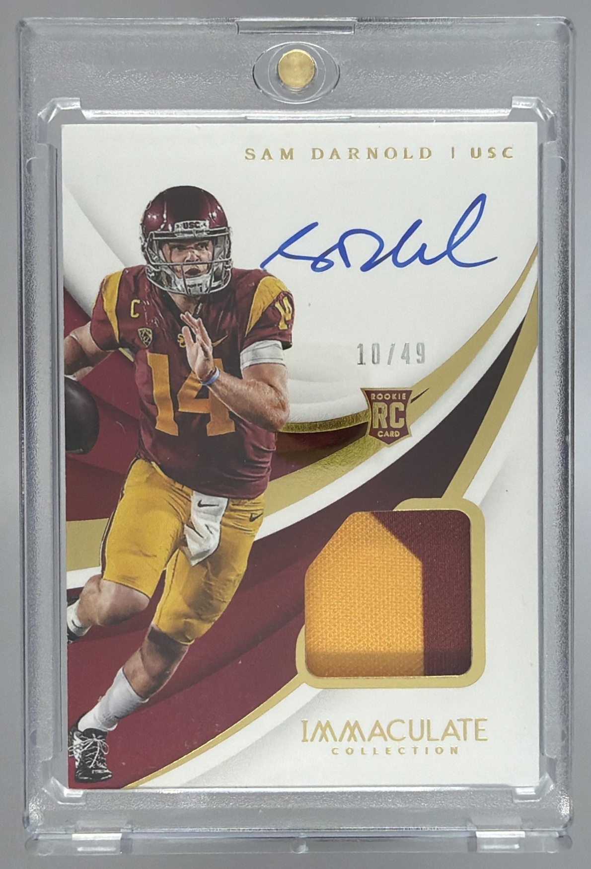 Card image for 2018 Panini Contenders Optic Saquon Barkley Purple /49 #102 Rookie Ticket RPS Auto RC Giants