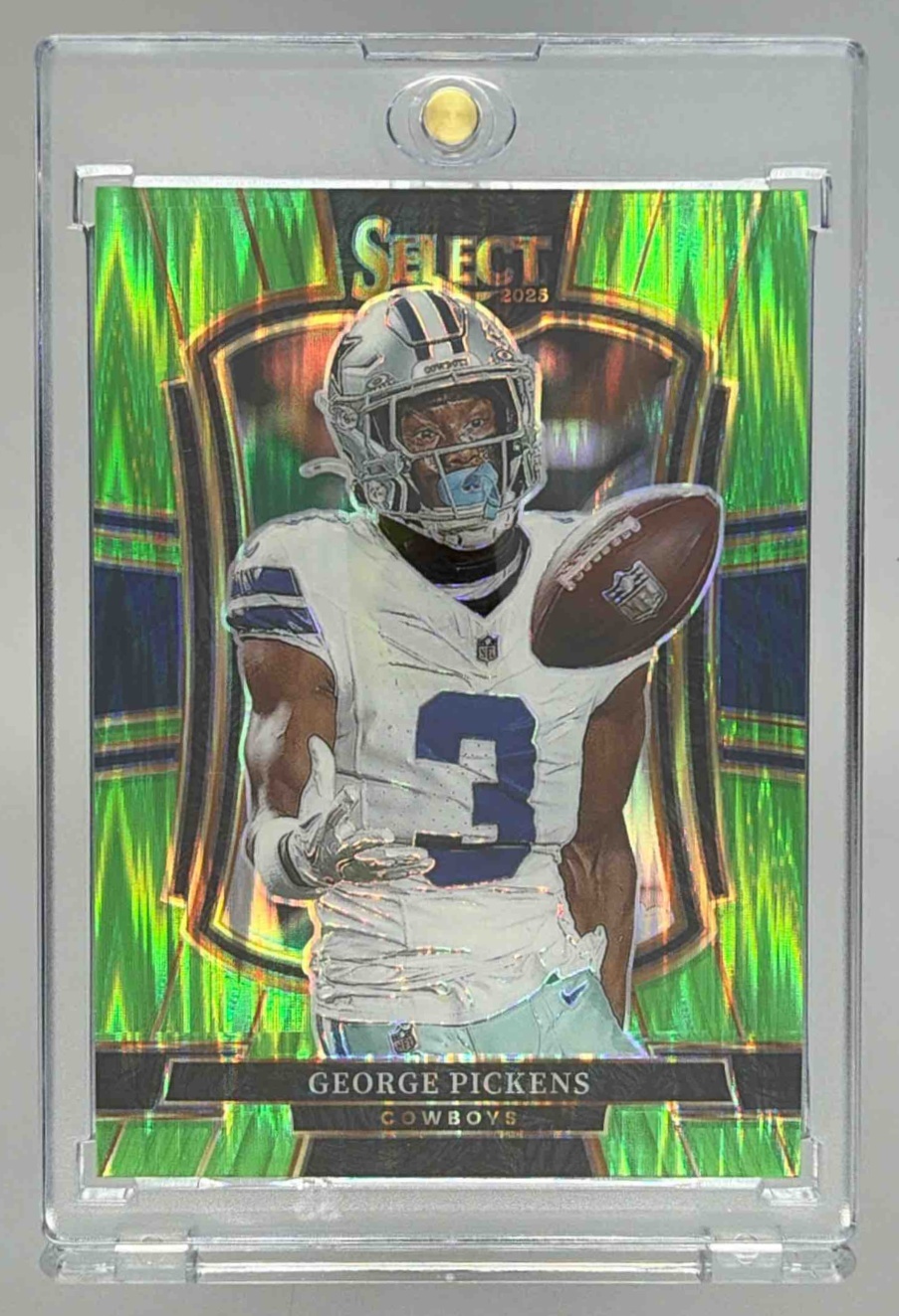 Card image for 2025 Panini Select George Pickens Premier Level Purple Prizm Shock /699 #197 Cowboys