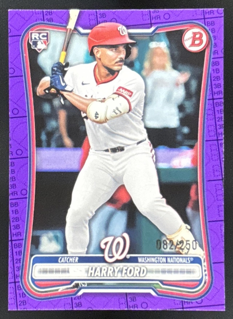 Card image for Harry Ford 2026 Bowman Purple Pattern /250 Washington Nationals