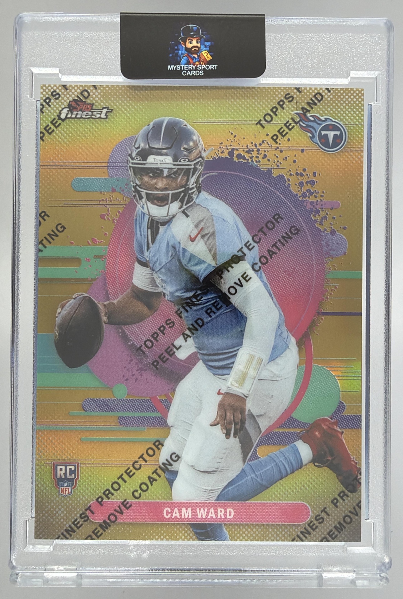 Card image for 2025 Topps Finest Cam Ward Uncommon Gold Refractor /25 #101 Titans