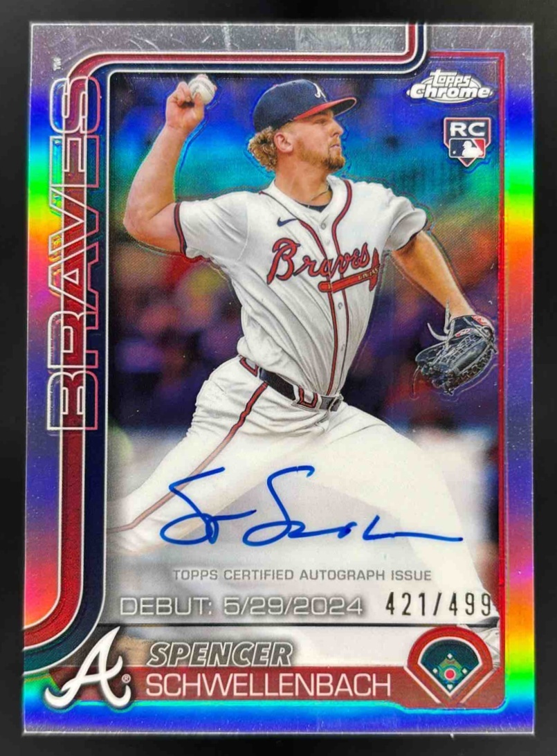 Card image for 2025 Topps Chrome Update Spencer Schwellenbach Rookie Debut Auto Refractor /499