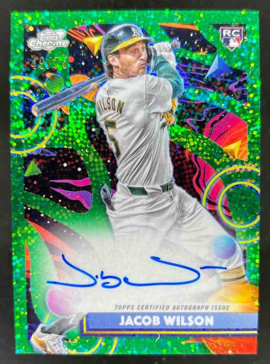Card image for Jacob Wilson 2025 Topps Cosmic Chrome Auto Green Space Dust Refractor /75