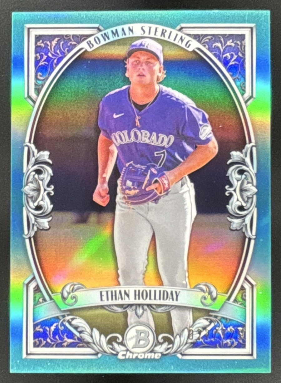 Card image for Ethan Holliday 2026 Bowman Aqua Refractor /125 Sterling Chrome Colorado Rockies