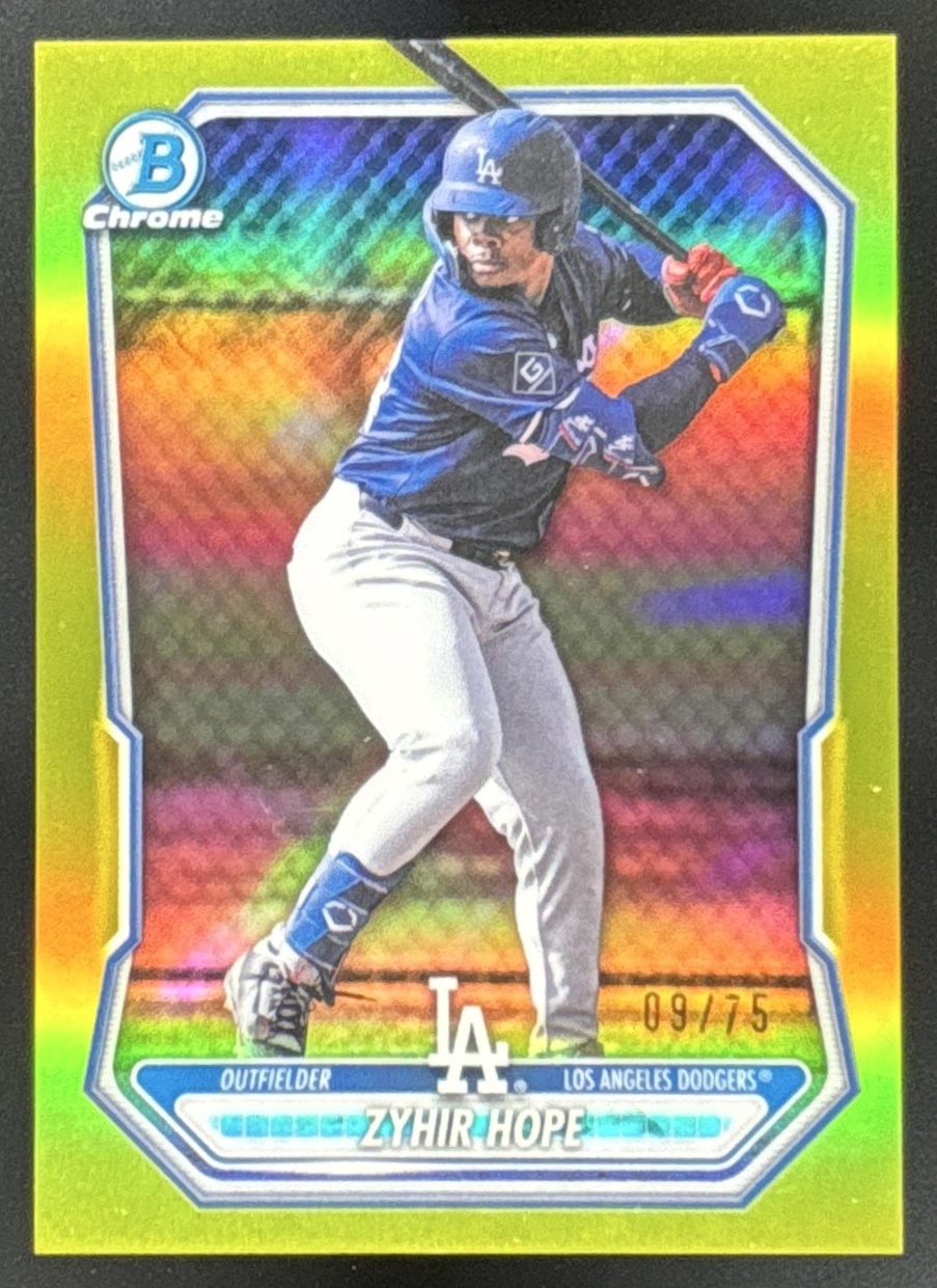 Card image for Zyhir Hope 2026 Bowman Yellow Refractor /75 Chrome Prospects Los Angeles Dodgers