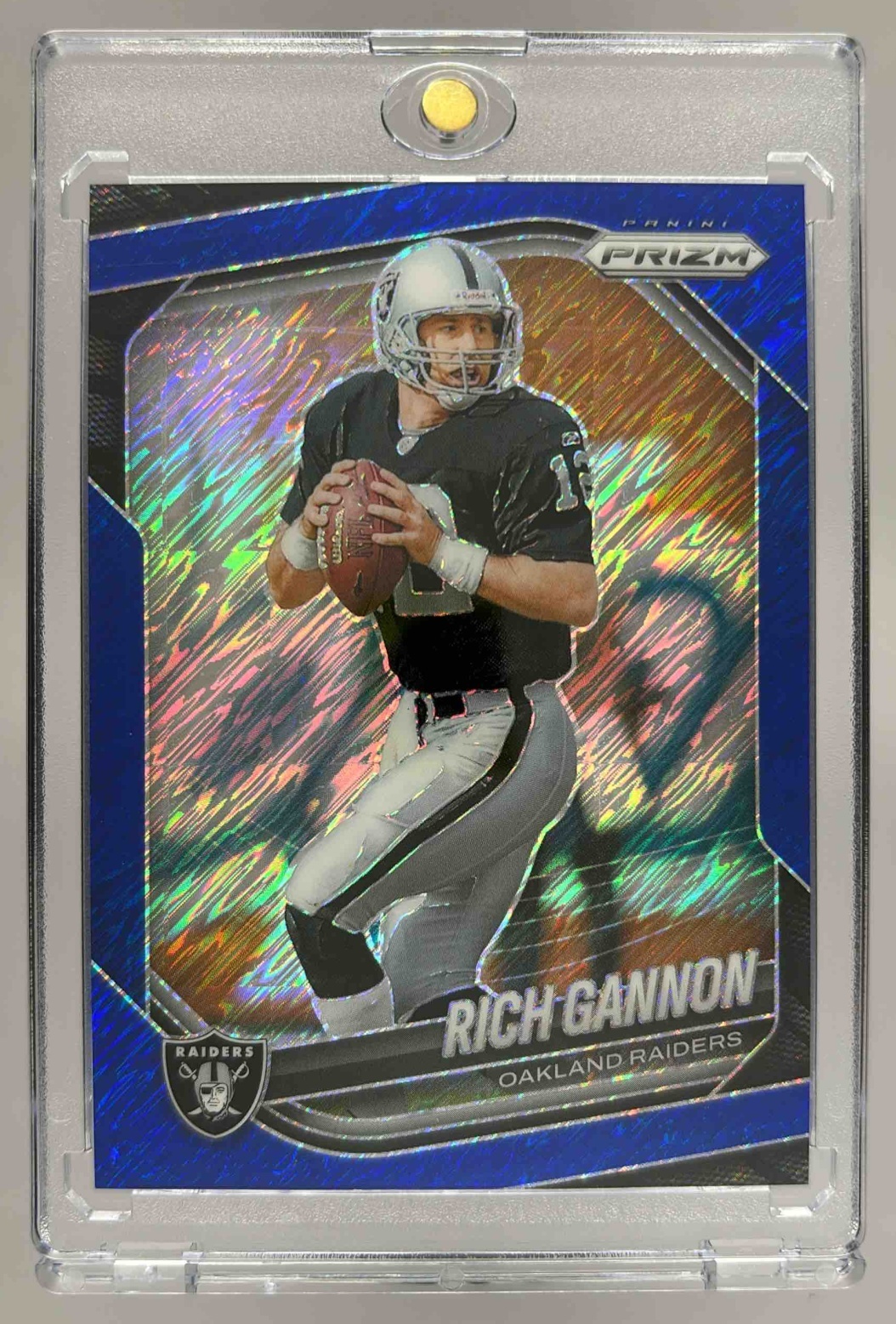 Card image for 2025 Panini Football Prizm Rich Gannon Blue Shimmer /35 #115 Oakland Raiders