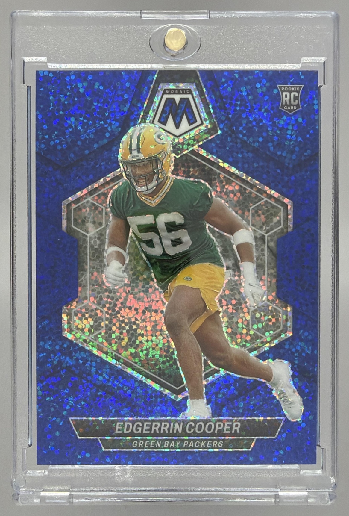 Card image for 2024 Panini Mosaic Edgerrin Cooper Blue Sparkle Prizm /96 #344 RC Packers
