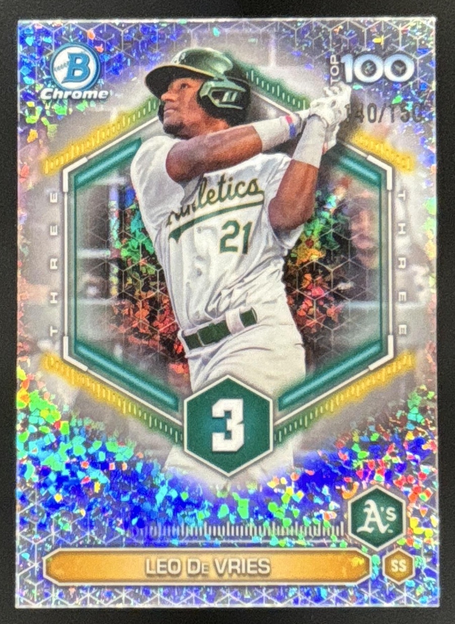 Card image for 2026 Bowman Leo De Vries Scouts Top 100 Chrome Mini-Diamond Refractor /150