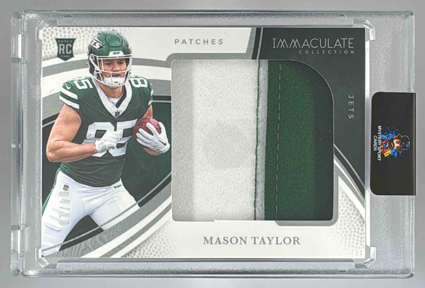 Card image for 2025 Panini Immaculate Collection Mason Taylor Rookie Patches /10 #21 MEM RC Jets