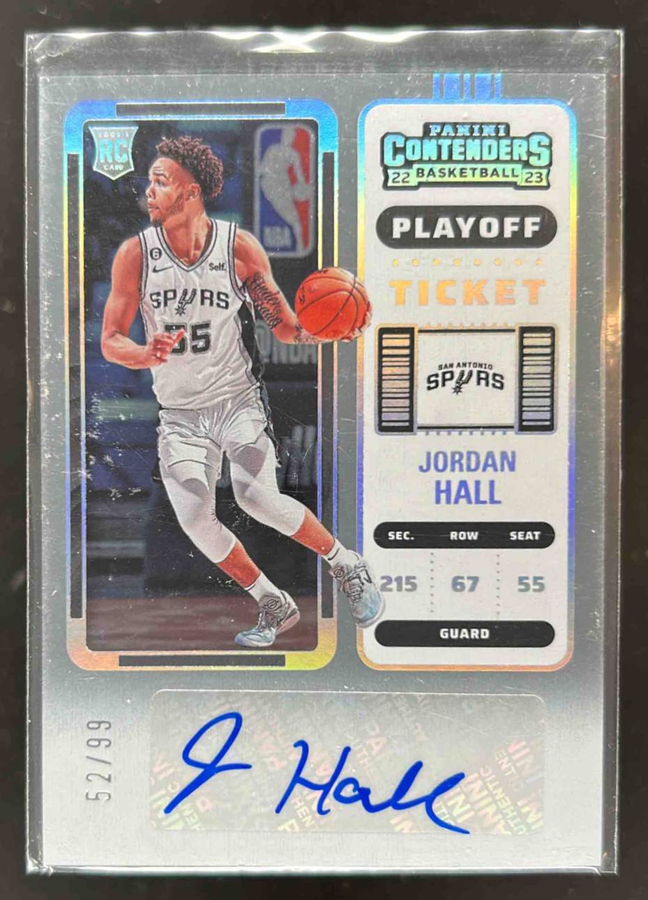 Card image for 2022-23 Panini Contenders Jordan Hall Rookie Playoff Ticket Retail 52 /99 #148 Auto