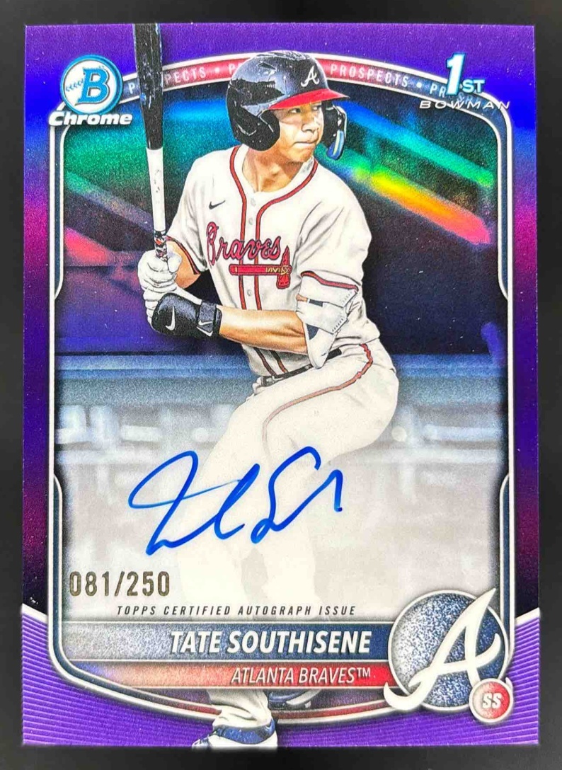 Card image for 2025 Bowman Draft Tate Southisene Chrome Auto Purple Refractor /250 1st Prospect
