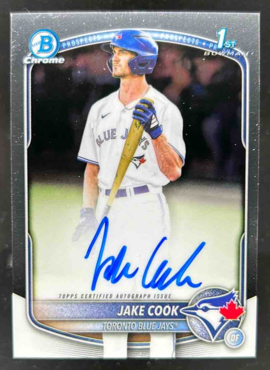 Card image for Jake Cook 2025 Bowman Baseball Draft Chrome Auto 1st Prospect Toronto Blue Jays