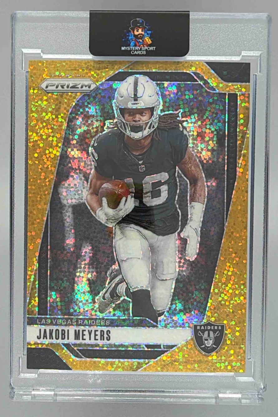 Card image for 2024 Panini Football Prizm Jakobi Meyers Gold Sparkle /24 #151 Las Vegas Raiders