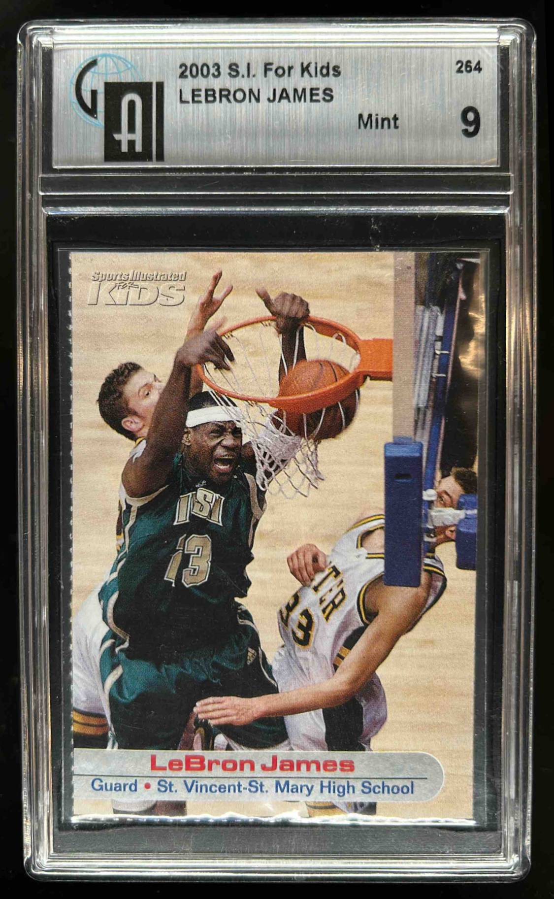 Card image for 2003 SPORTS ILLUSTRATED FOR KIDS LEBRON JAMES #264 GA 9