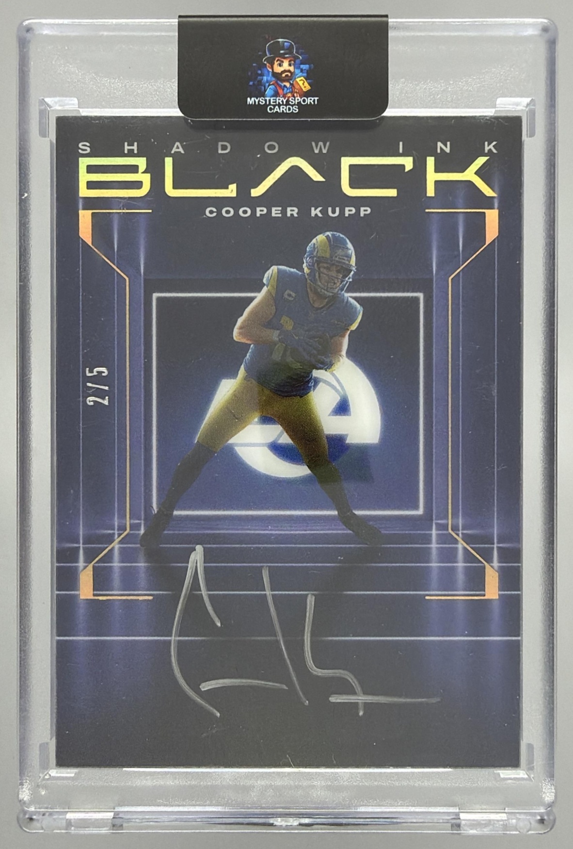 Card image for 2022 Panini Impeccable Cooper Kupp Immense Patch Autos Printing Plate Black 1/1 #IPA-CKU Auto Rams