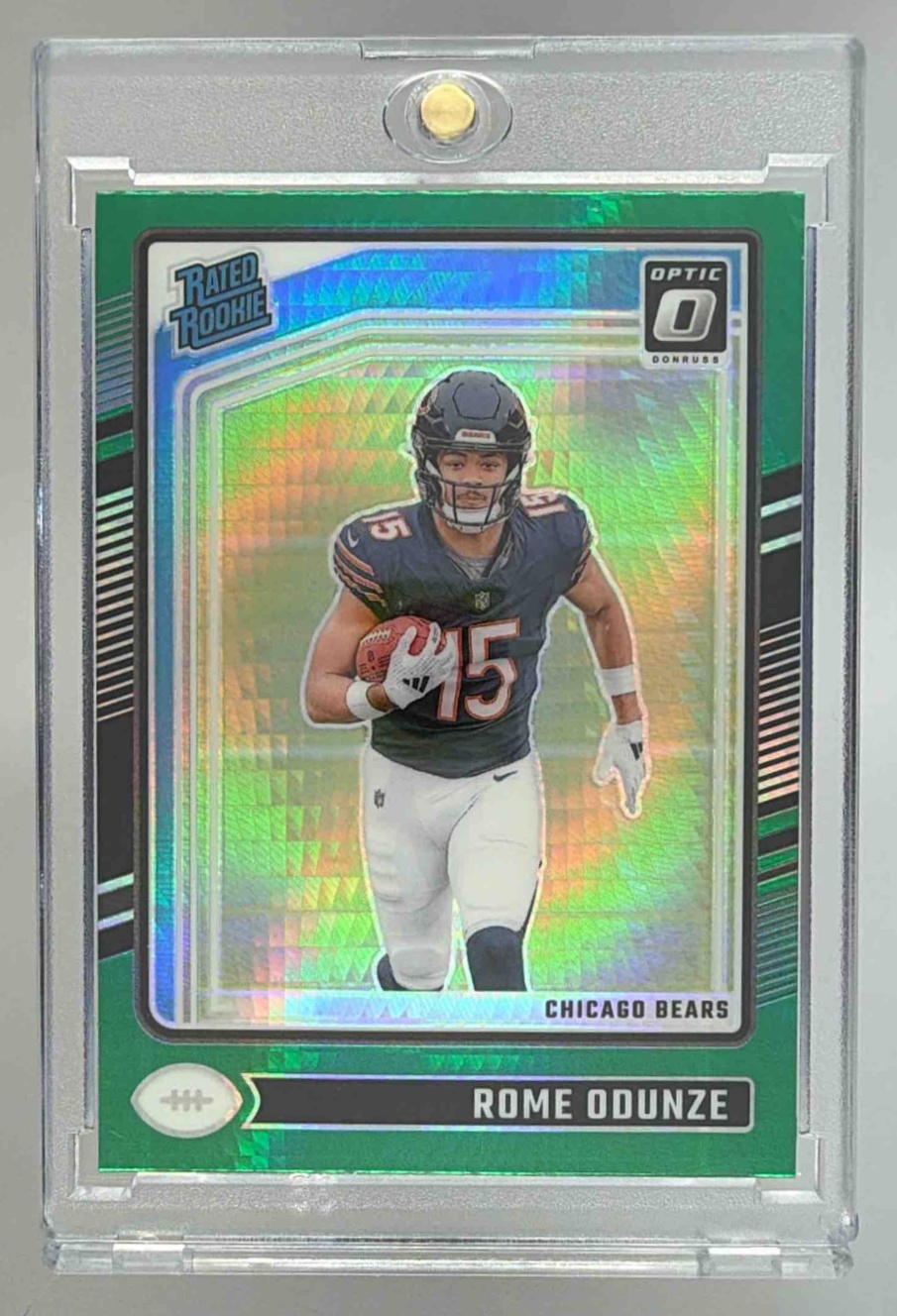 Card image for 2024 Panini Donruss Optic Rome Odunze Green Velocity #286 Rated Rookie Bears