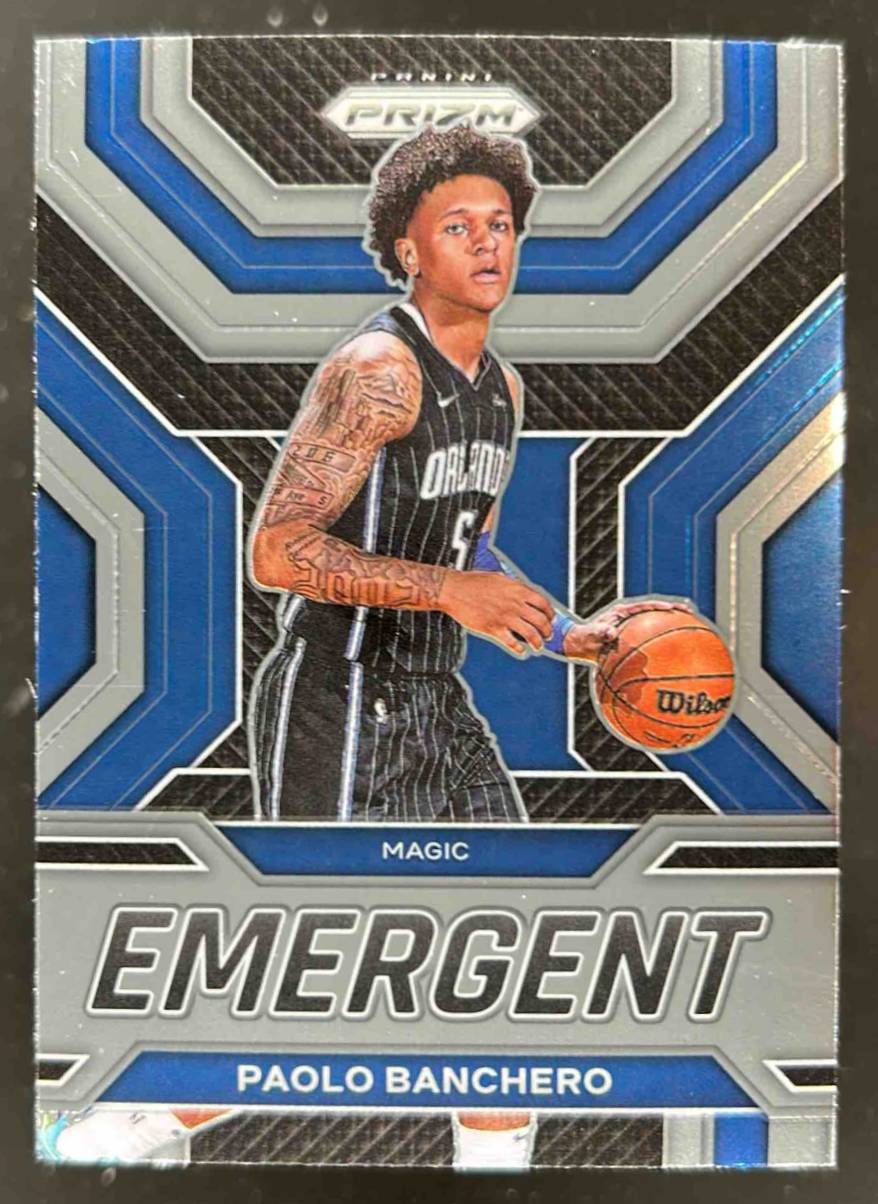 Card image for 2022-23 PANINI PRIZM PAOLO BANCHERO EMERGENT #25 RC ROOKIE ORLANDO MAGIC